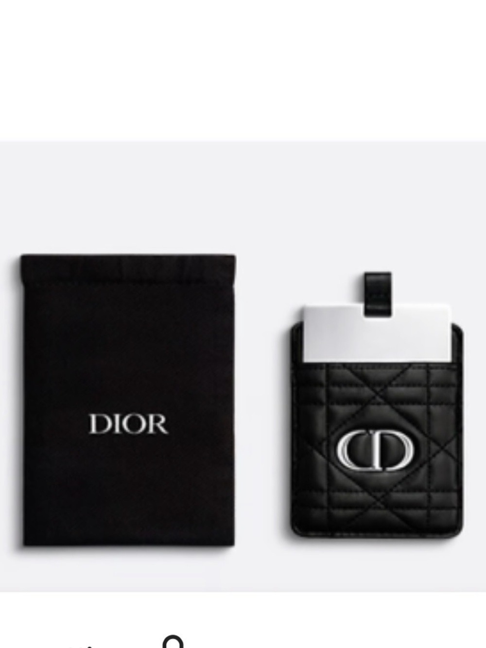 Dior Beauty Black Quilted Faux Leather Card Holder Mirror Phone New Authentic